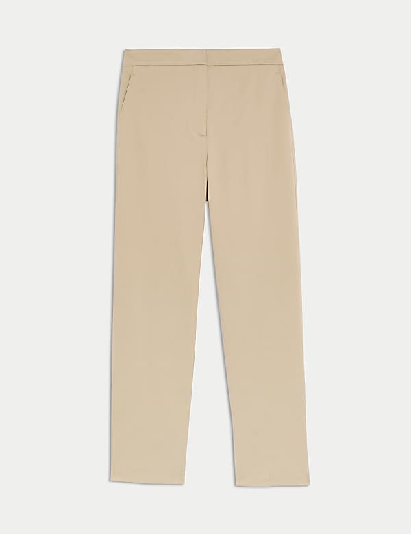 Cotton Rich Straight Leg Ankle Grazer Trousers - JE
