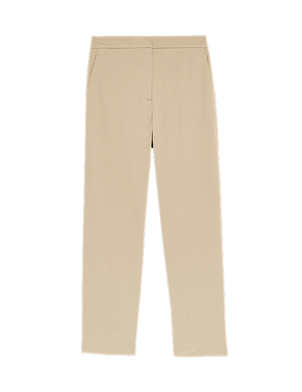 Cotton Rich Straight Leg Ankle Grazer Trousers