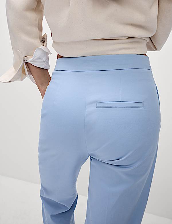 Cotton Rich Straight Leg Ankle Grazer Trousers
