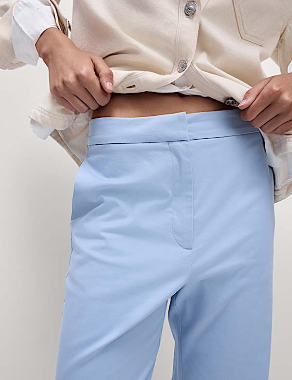 Cotton Rich Straight Leg Ankle Grazer Trousers