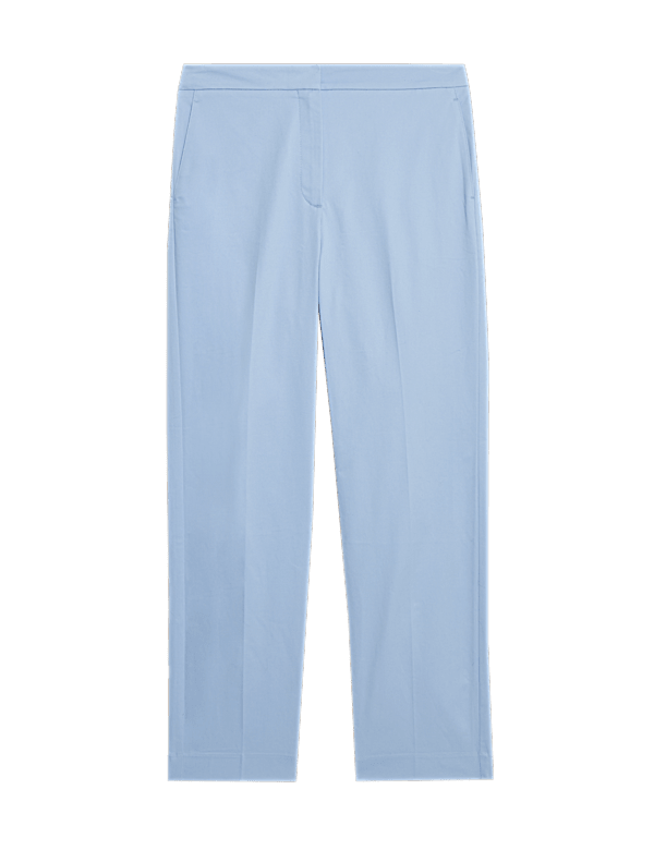 Cotton Rich Straight Leg Ankle Grazer Trousers