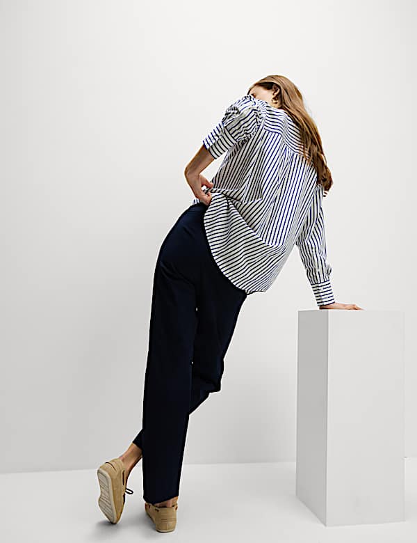 Cotton Rich Straight Leg Ankle Grazer Trousers