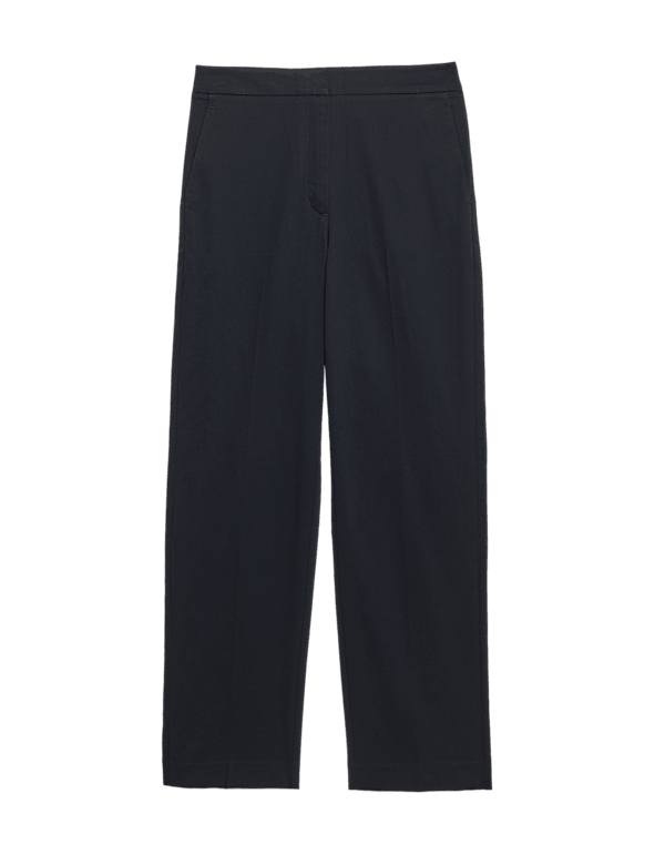 Cotton Rich Straight Leg Ankle Grazer Trousers