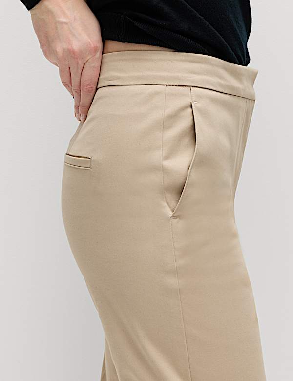 Cotton Rich Straight Leg Ankle Grazer Trousers