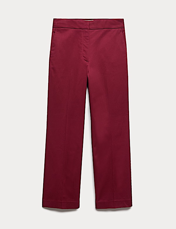 Cotton Rich Straight Leg Ankle Grazer Trousers