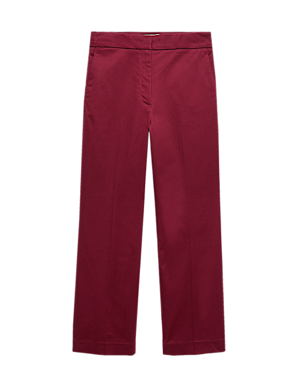 Cotton Rich Straight Leg Ankle Grazer Trousers