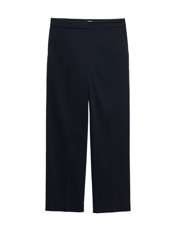 Cotton Rich Straight Leg Ankle Grazer Trousers