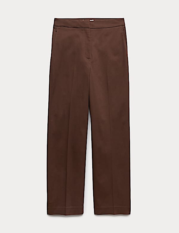 Cotton Rich Straight Leg Ankle Grazer Trousers