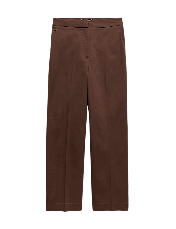 Cotton Rich Straight Leg Ankle Grazer Trousers