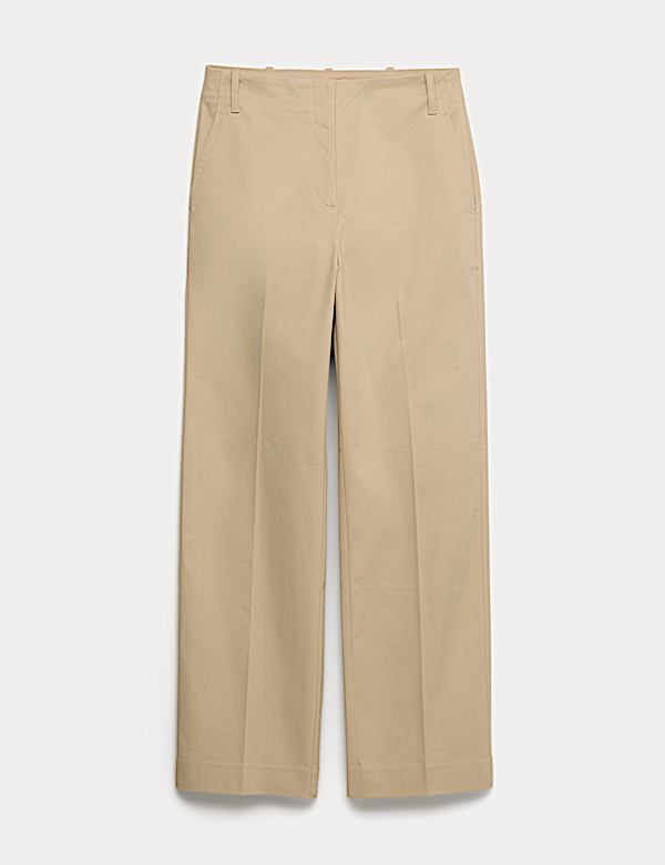 Cotton Rich Straight Leg Ankle Grazer Trousers