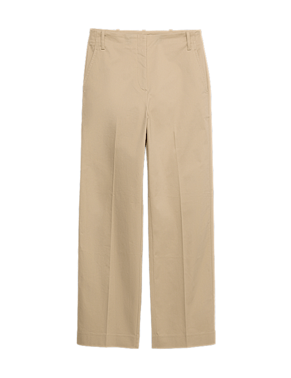 Cotton Rich Straight Leg Ankle Grazer Trousers