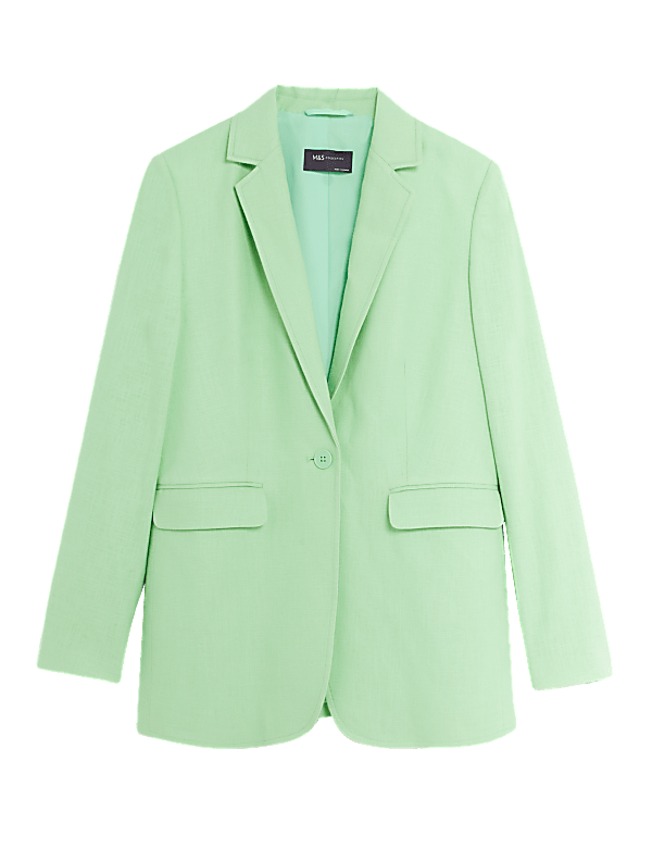 Linen Blend Tailored Single Breasted Blazer