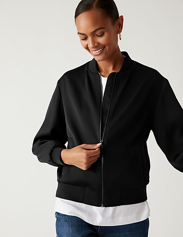 Satin Look Relaxed Bomber Jacket