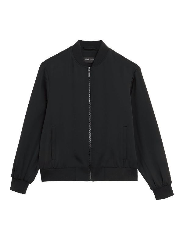 Satin Look Relaxed Bomber Jacket