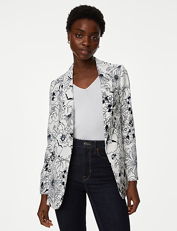 Satin Relaxed Floral Single Breasted Blazer