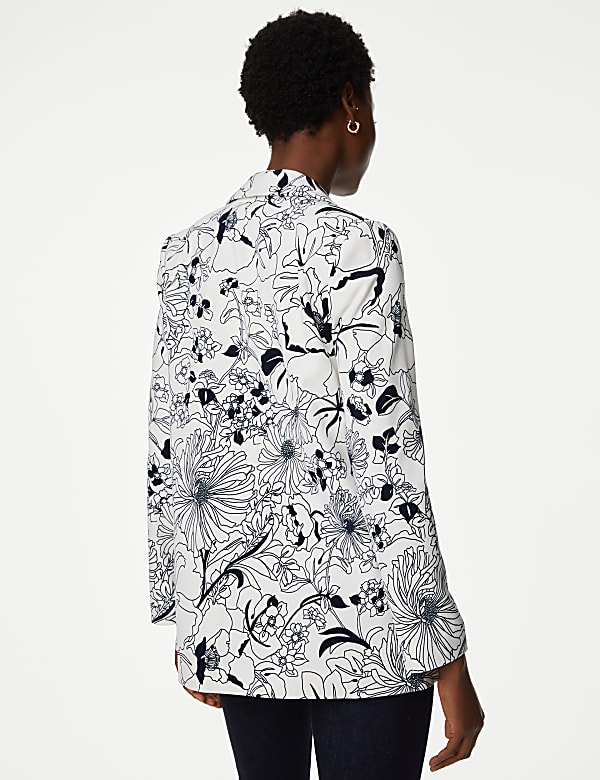 Satin Relaxed Floral Single Breasted Blazer