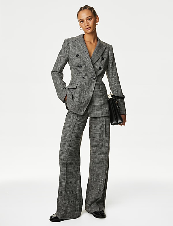 Buy Tailored Checked Double Breasted Blazer at Marks Spencer