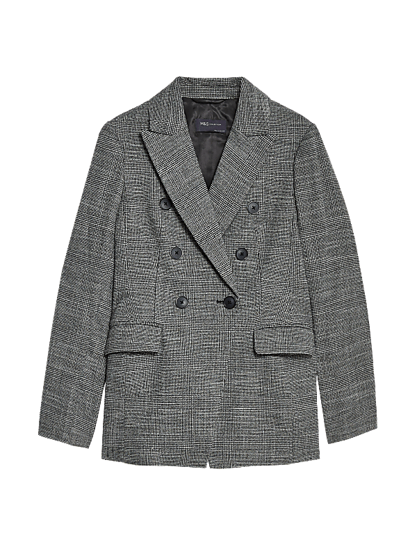 Tailored Checked Double Breasted Blazer