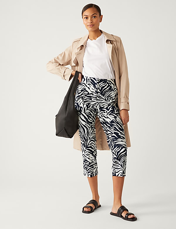 Cotton Rich Animal Print Slim Fit Trousers
