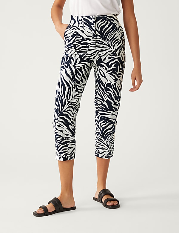 Cotton Rich Animal Print Slim Fit Trousers