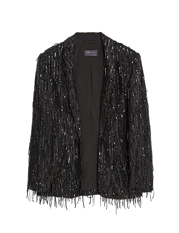Relaxed Sequin Single Breasted Blazer