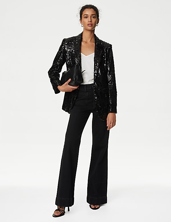 Tailored Sequin Single Breasted Blazer - LV