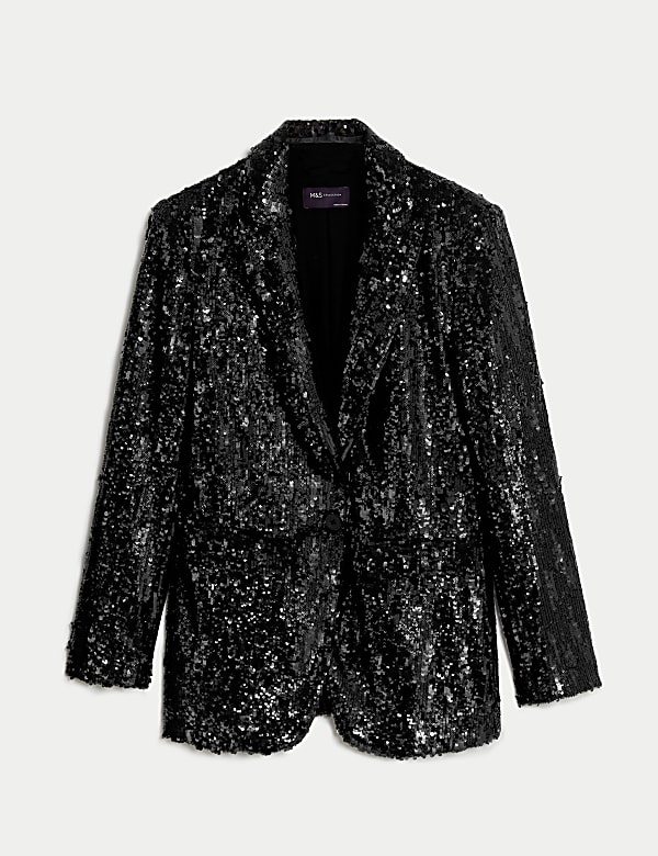 Tailored Sequin Single Breasted Blazer - LV