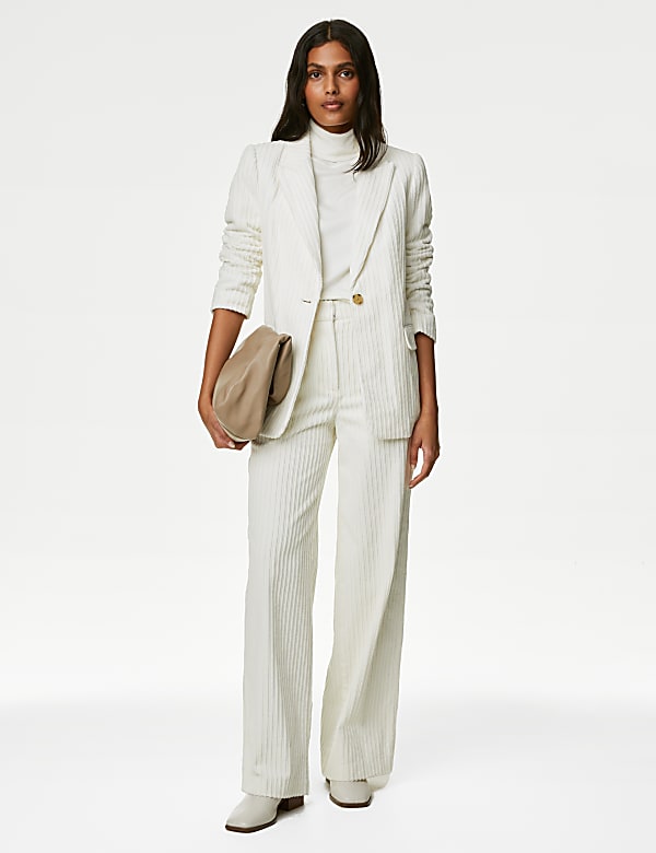Cord Relaxed Textured Single Breasted Blazer - LV