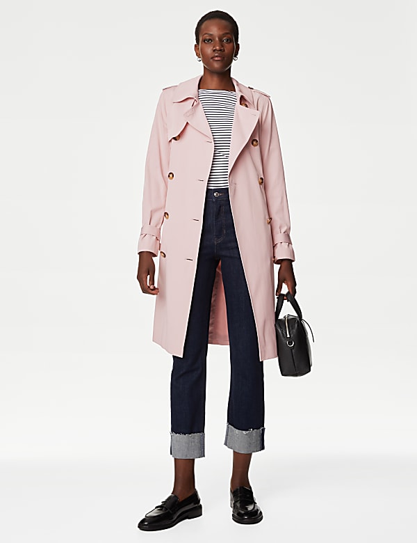 Soft pink trench coat on sale