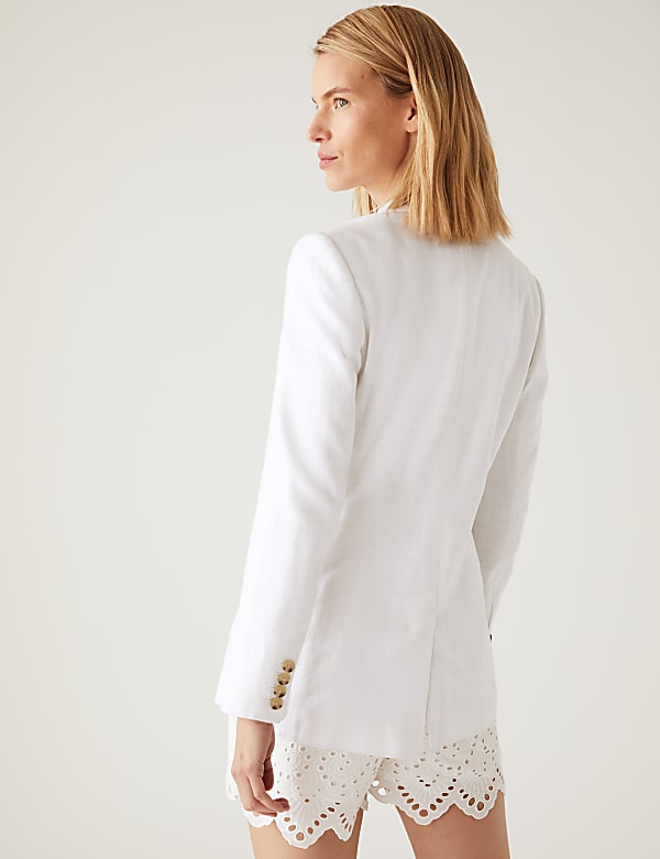 Linen Blend Tailored Single Breasted Blazer