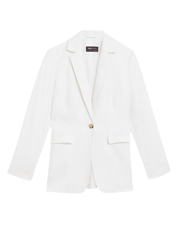 Linen Blend Tailored Single Breasted Blazer
