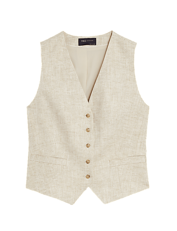 Linen Blend Tailored Waistcoat