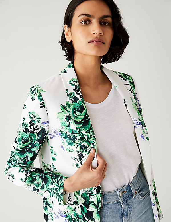 Satin Look Relaxed Floral Blazer