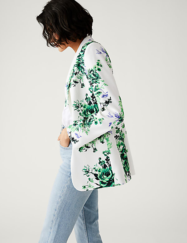 Satin Look Relaxed Floral Blazer
