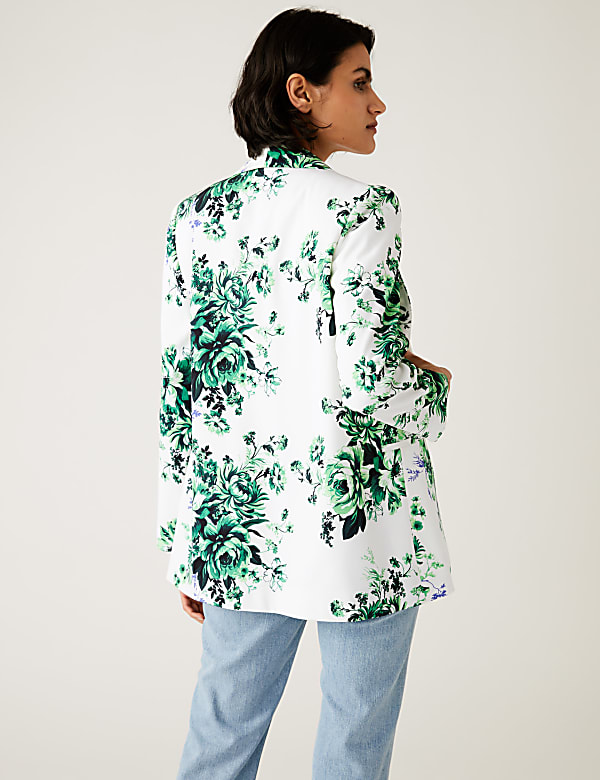 Satin Look Relaxed Floral Blazer