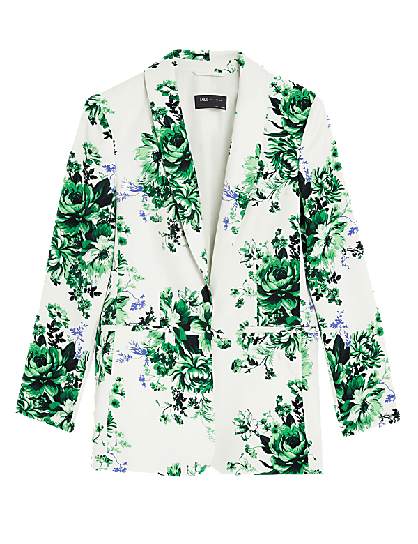 Satin Look Relaxed Floral Blazer