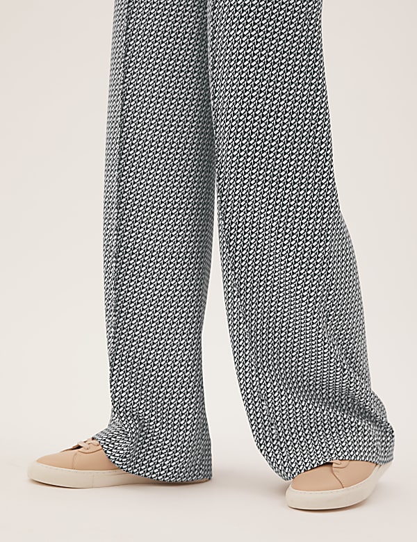 Geometric Drawstring Wide Leg Trousers