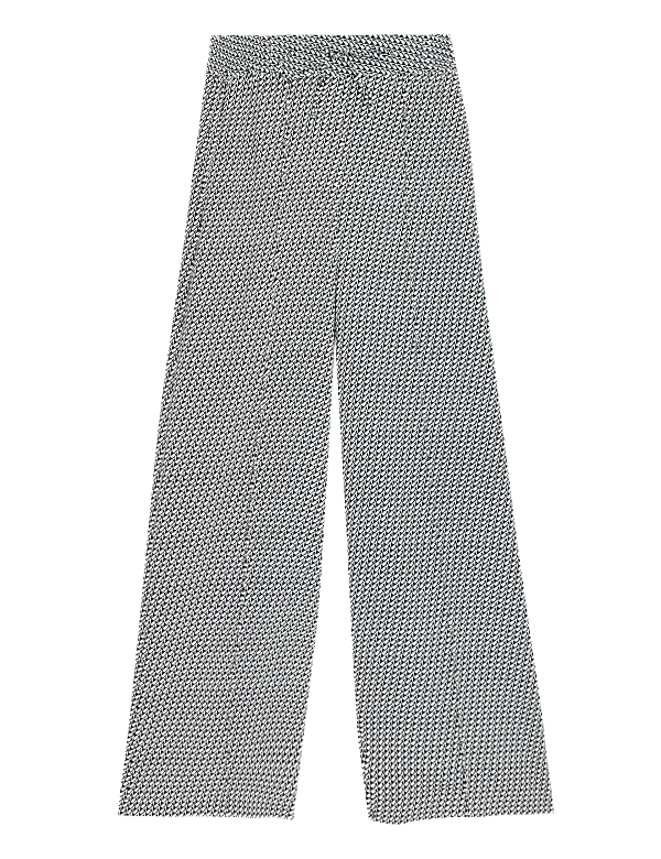 Geometric Drawstring Wide Leg Trousers