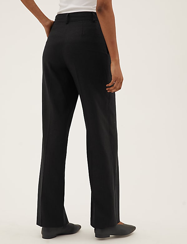 Linen Blend Wide Leg Trousers