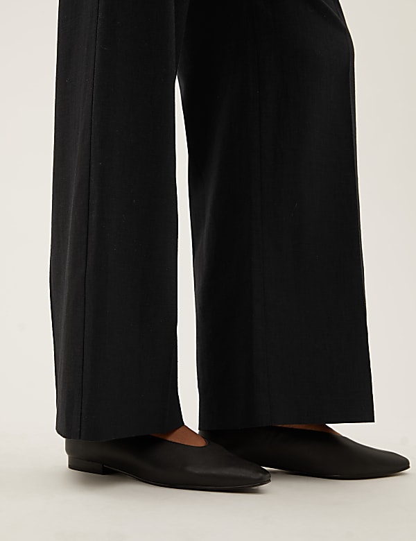 Linen Blend Wide Leg Trousers