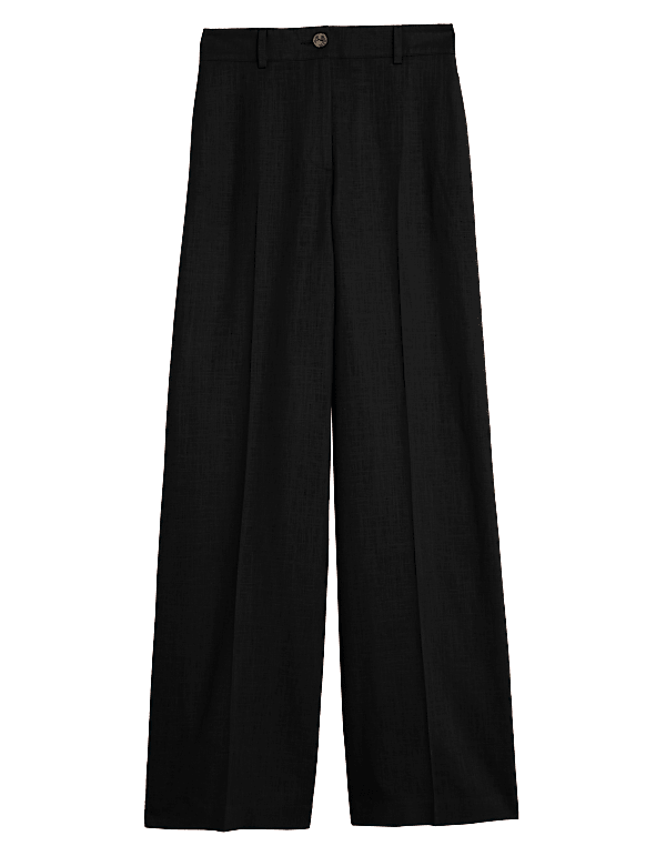 Linen Blend Wide Leg Trousers