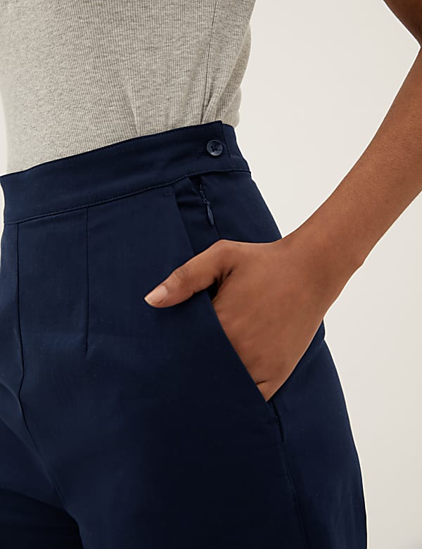 Cotton Rich Barrel Leg Tapered Trousers