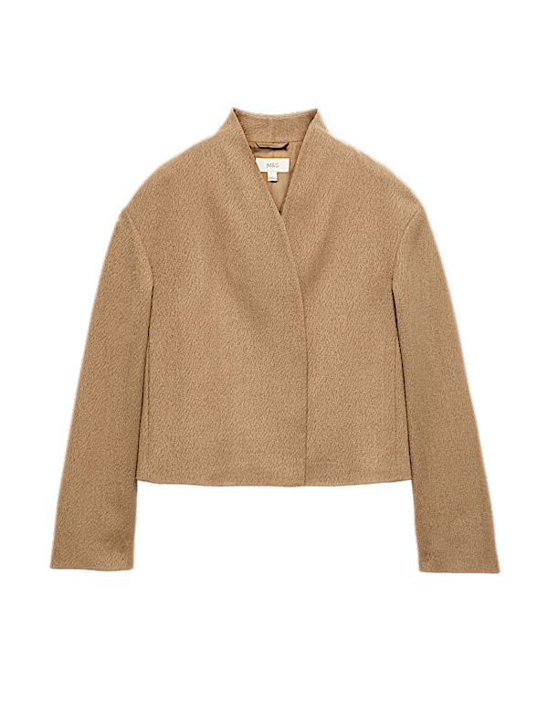 Textured Wrap Collar Short Jacket