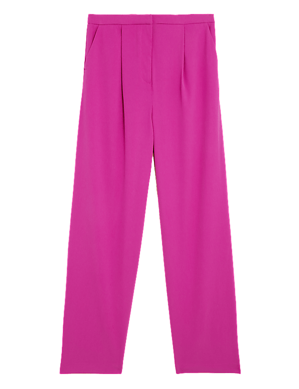 Satin Pleat Front Wide Leg Trousers