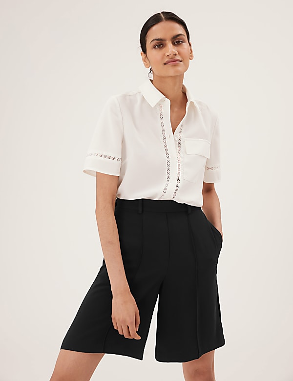 Twill Pleat Front Bermuda Shorts
