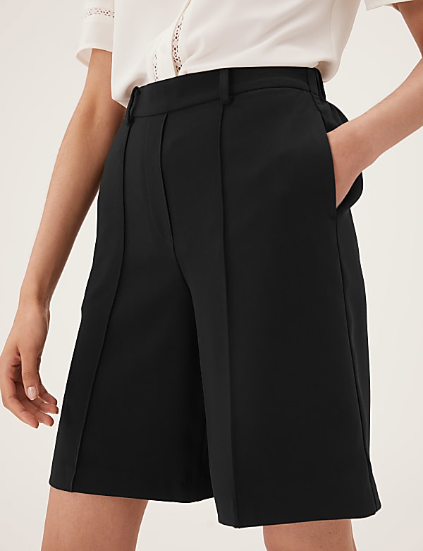 Twill Pleat Front Bermuda Shorts