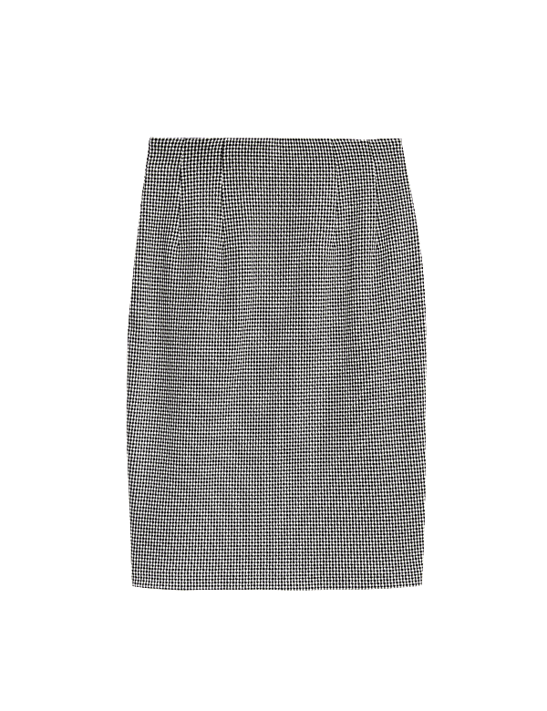Jersey Checked Knee Length Pencil Skirt