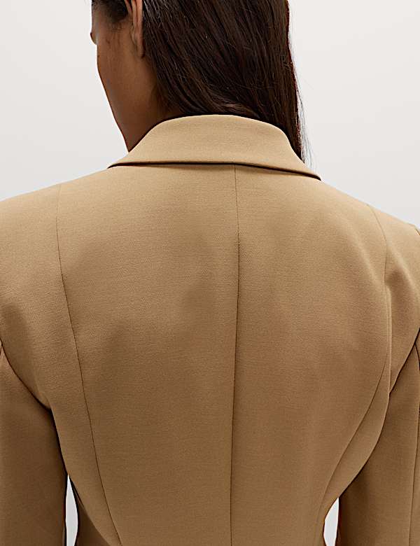 בלייזר מחויט מבד באריגת טוויל עם מותניים הדוקים - IL