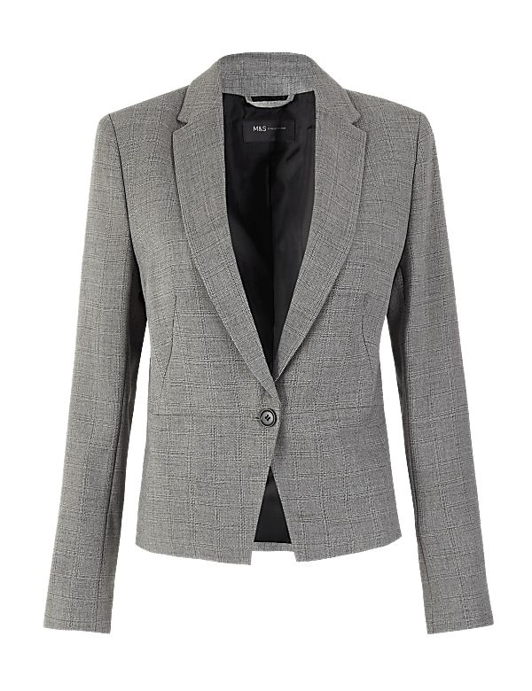 Tailored Checked Single Breasted Blazer