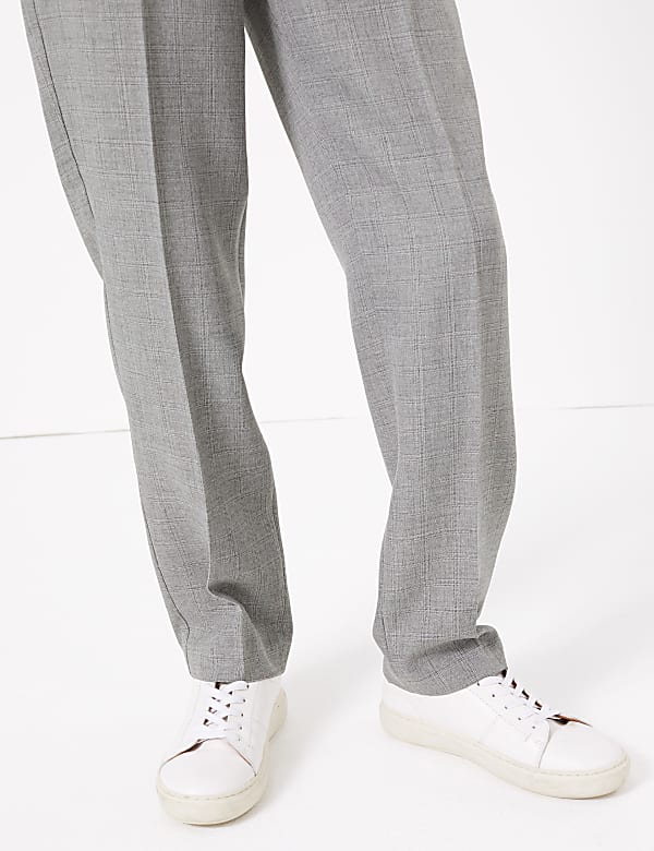 Checked Straight Leg Ankle Grazer Trousers